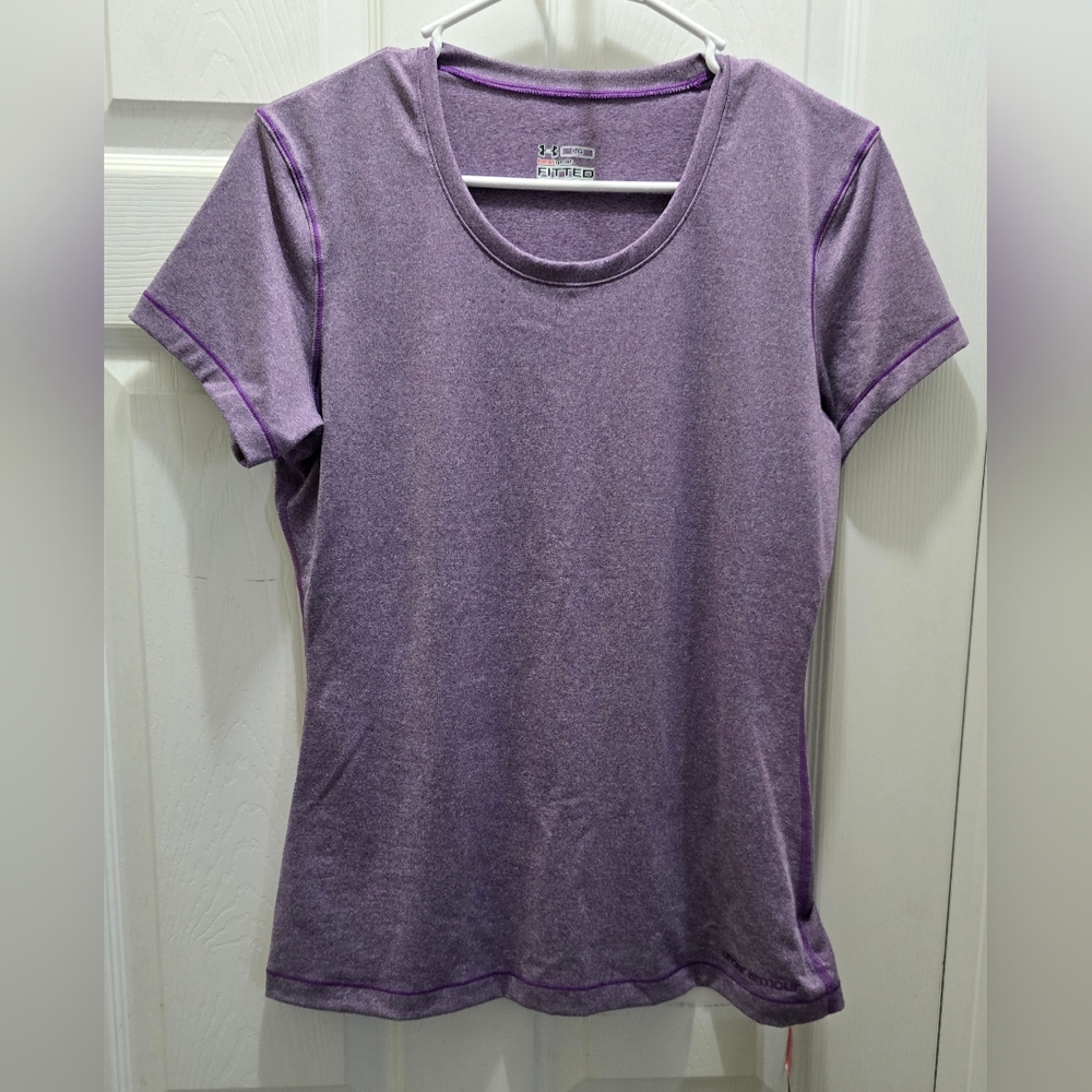 Under Armour Heatgear Fitted Purple Short Sleeve Tee Size L